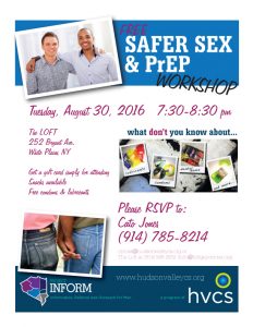 Safer Sex & PrEP Workshop for men at the LOFT, August 30, 2016